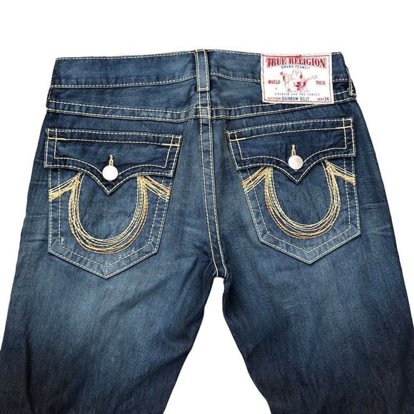 Vintage True Religion Jeans Size 36 RAINBOW BILLY Blue - Picture 9 of 10